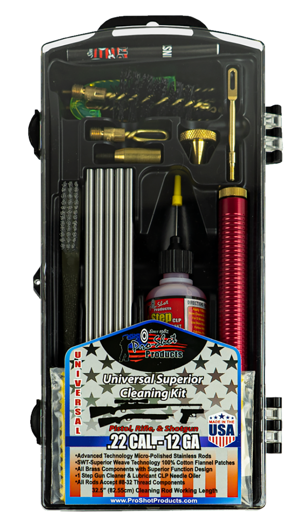 [18136] PRO-SHOT PSUVKIT UNIVERSAL CLASSIC BOX KIT MULTI-CALIBER MULTI-GAUGE/YELLOW PLASTIC CASE