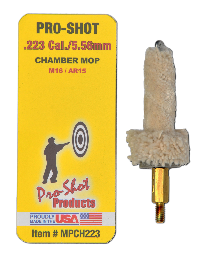 [18131] PRO-SHOT MPCH223 CHAMBER MOP MILITARY STYLE .223 REM/5.56X45MM NATO AR PLATFORM #8-32 THREAD 100% COTTON MOP BRASS CORE