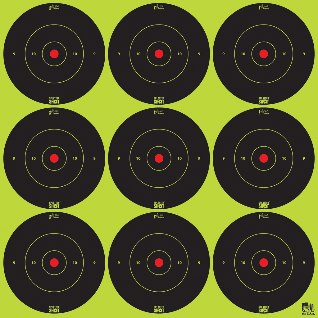 [18020] PRO-SHOT 2BGREEN108 SPLATTERSHOT  SELF-ADHESIVE PAPER BLACK/GREEN 2" BULLSEYE 12PACK/108TARGETS