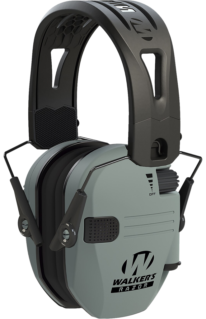 [17951] WALKER'S GWPRSEMRHBGY RAZOR TACTI-GRIP 23 DB OVER THE HEAD BATTLESHIP GRAY/BLACK POLYMER