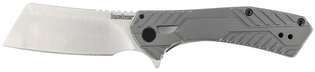 [17950] KERSHAW 3445 STATIC  2.90" FOLDING CLEAVER PLAIN SATIN 8CR13MOV SS BLADE GRAY PVD STAINLESS STEEL HANDLE INCLUDES POCKET CLIP