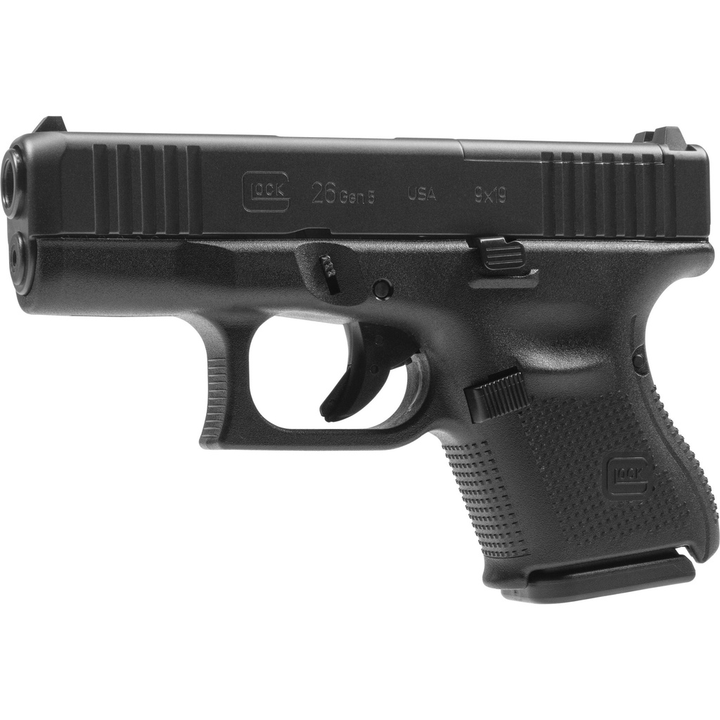 GLOCK UA265S201MOS G26 GEN5 MOS SUB-COMPACT FRAME 9MM LUGER 10+1 3.43" BLACK GMB BARREL, BLACK NDLC MOS CUT/SERRATED STEEL SLIDE, BLACK POLYMER FRAME, USA MADE