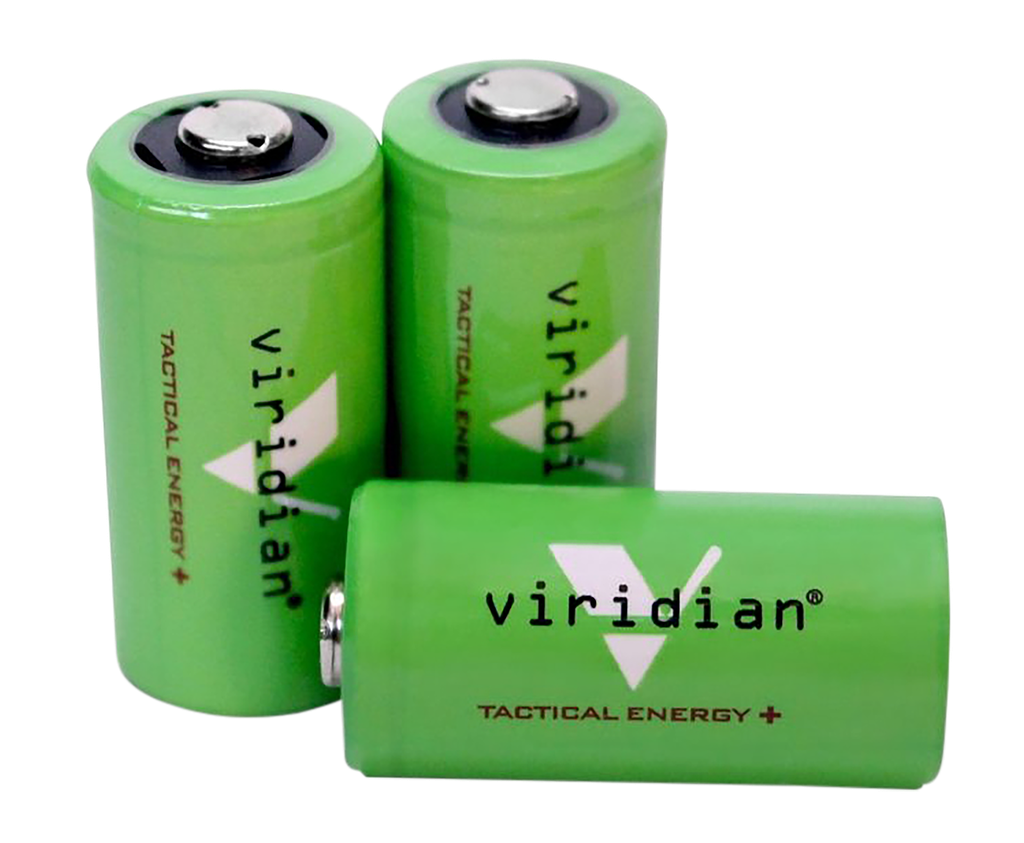 [16980] VIRIDIAN 3500006 CR123 BATTERY  GREEN 3.0 VOLTS 1,750 MAH (3) SINGLE PACK