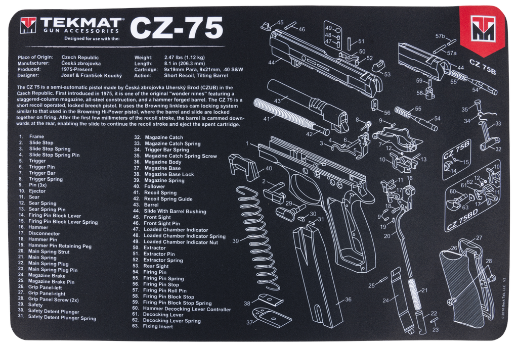 [16603] TEKMAT ARMORERS BENCH MAT 11"X17" CZ-75 PISTOL
