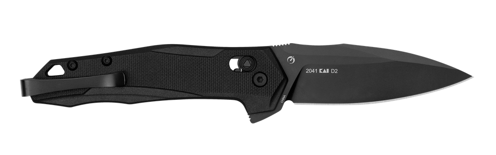 [15860] KERSHAW 2041 MONITOR  MID-SIZE 3" FOLDING SPEAR POINT PLAIN BLACK OXIDE D2 STEEL BLADE, BLACK TEXTURED GLASS FILLED NYLON HANDLE, INCLUDES POCKET CLIP