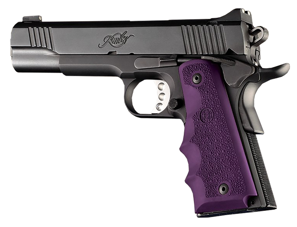 [15770] HOGUE 45006 OVERMOLDED GRIP COBBLESTONE PURPLE RUBBER WITH FINGER GROOVES FOR 1911 GOVERNMENT