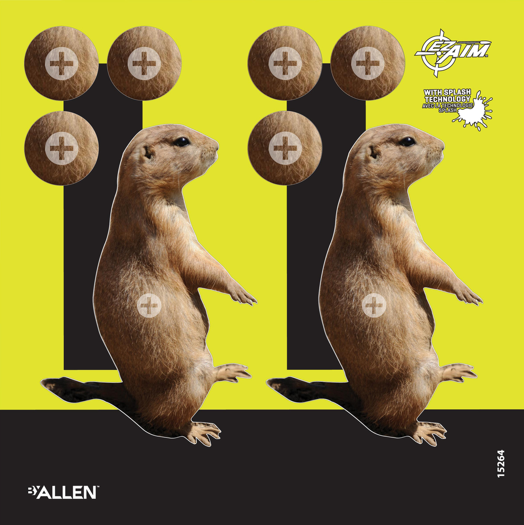 [15232] Allen 15264 EZ Aim Splash Reactive Target Prairie Dog Hanging Paper 8"x8" Multi-Color 6PACK