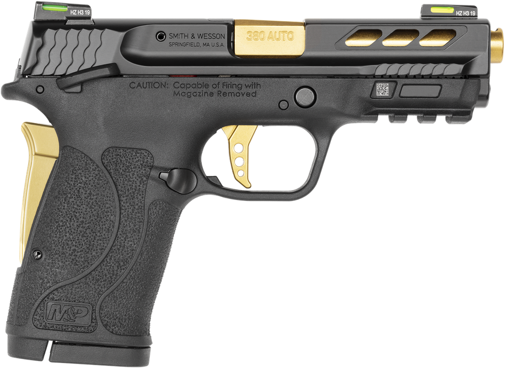 [15140] Smith & Wesson Performance Center M&P380 Shield EZ, 380 ACP, Ported, Gold Accents