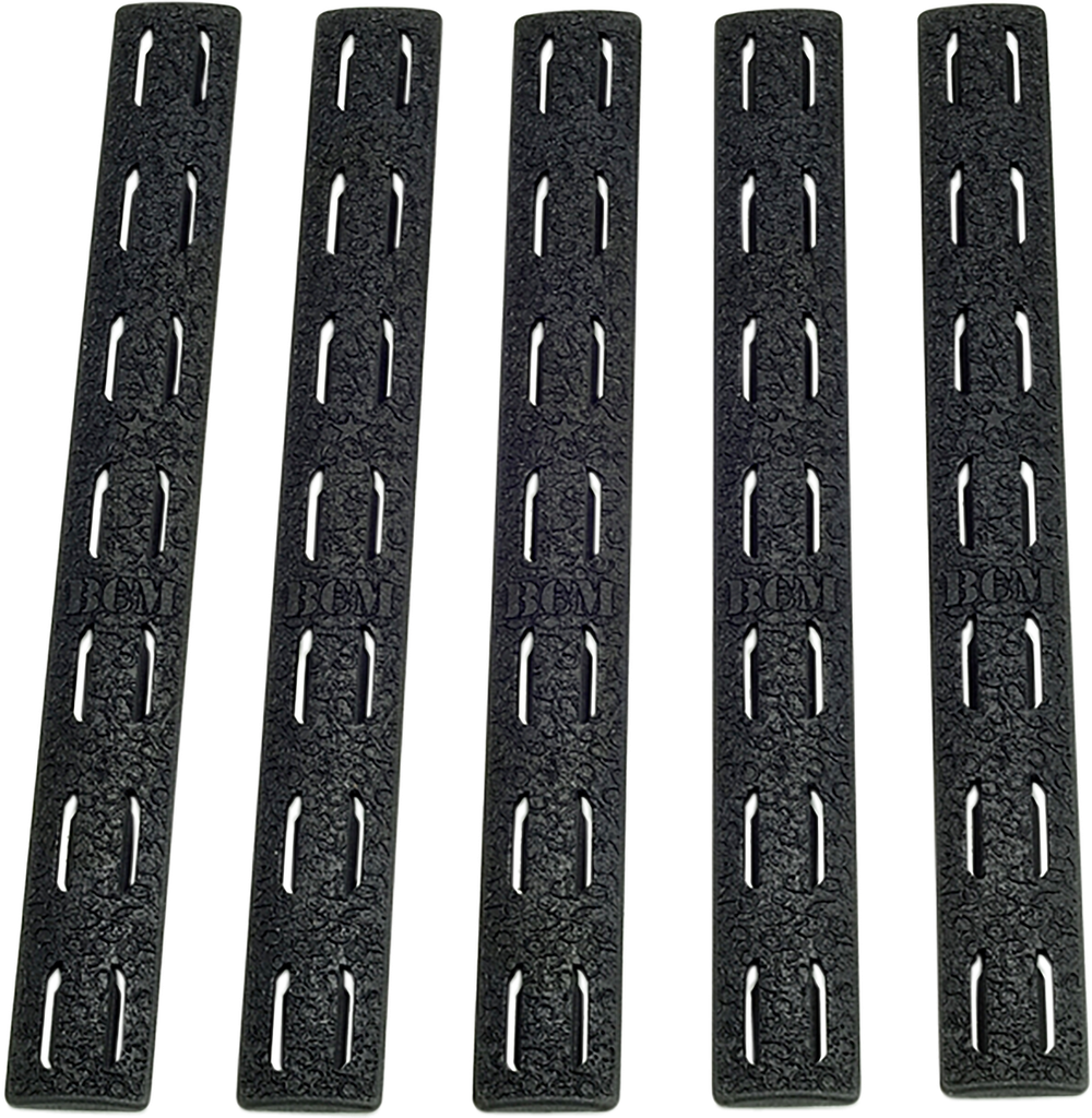 [14673] BRAVO COMPANY MFG. BCM KMRRPBLK5 RAIL PANEL KIT  AR PLATFORM KEYMOD 5.55" BLACK POLYMER 5 PACK