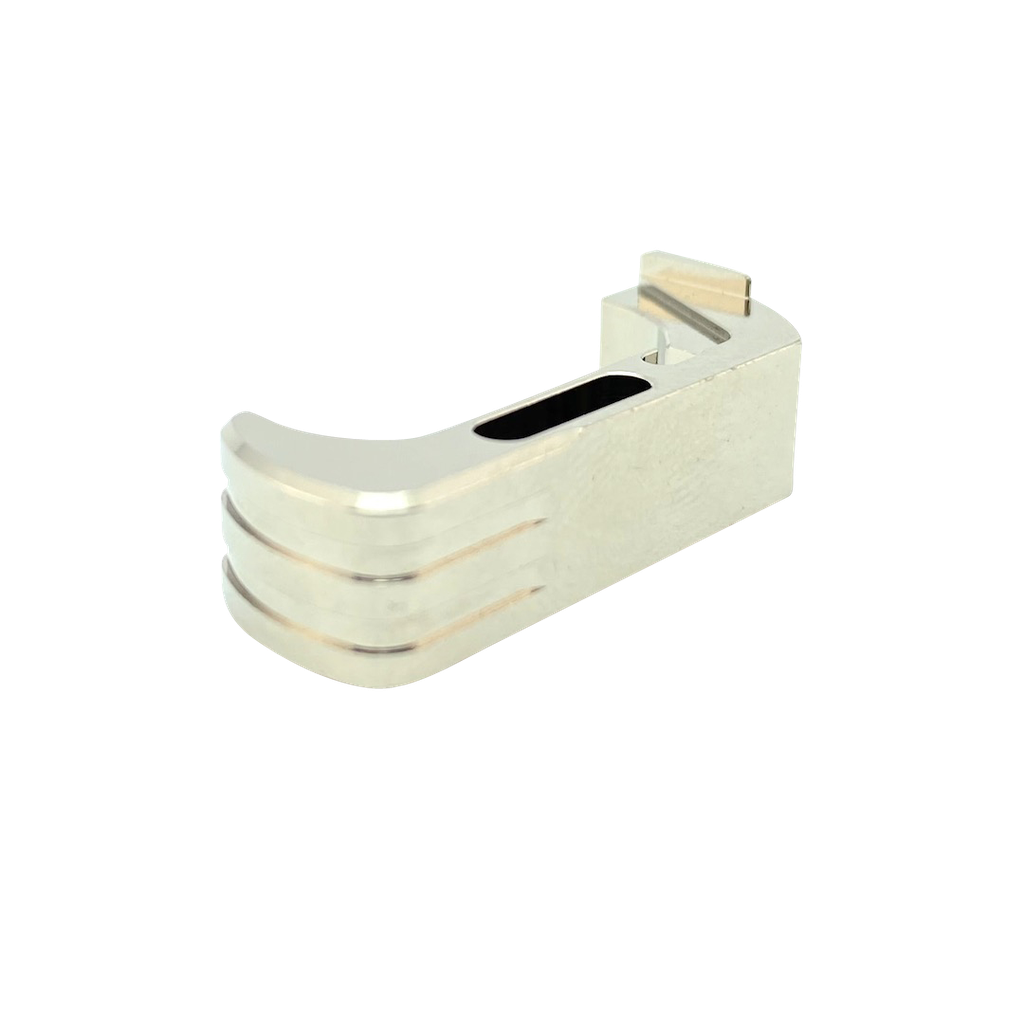 [12914] CROSS ARMORY CRG5MCSV MAG CATCH  EXTENDED COMPATIBLE W/GLOCK GEN4-5 SILVER ANODIZED ALUMINUM
