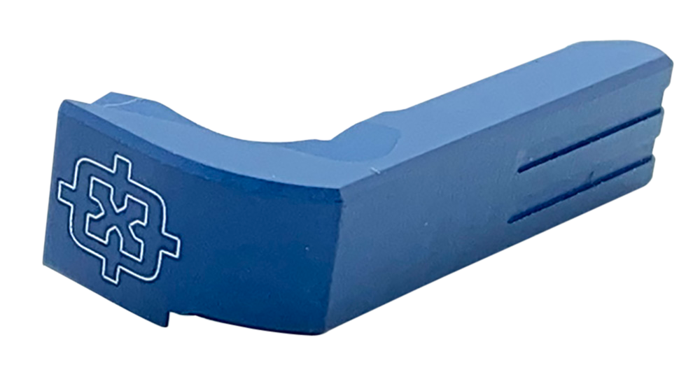 [12904] CROSS ARMORY CRGMCBL MAG CATCH  EXTENDED COMPATIBLE W/GLOCK GEN1-3/P80 BLUE ANODIZED ALUMINUM