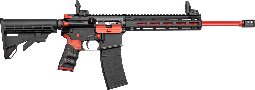 [11797] TIPPMANN ARMS A101111 M4 REDLINE MSR 22 LR 25+1 16" RED PARKERIZED FLUTED THREADED BARREL, MATTE BLACK/RED ALUMINUM RECEIVER W/PICATINNY RAIL, M-LOK HANDGUARD, BLACK ADJ CAR15 POLYMER STOCK, RED/BLACK