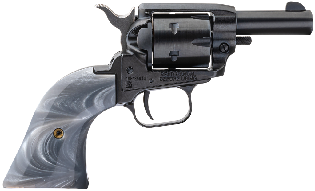 [11755] HERITAGE MFG BK22B2GPRL BARKEEP  22 LR 6 SHOT, 2.68" BLACK OXIDE STEEL BARREL, BLACK OXIDE ZINC ALLOY FRAME, BLACK OXIDE CYLINDER, GRAY PEARL GRIP, MANUAL SAFETY, EXPOSED HAMMER