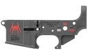 SPIKES STLS019CFA SPIDER STRIPPED LOWER RECEIVER MULTI-CALIBER 7075-T6 ALUMINUM BLACK ANODIZED WITH COLOR FILL FOR AR-15