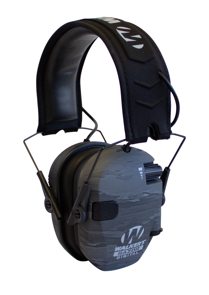 WALKER'S GWPDRSEMGST RAZOR PRO DIGITAL ELECTRONIC MUFF 23 DB OVER THE HEAD GHOST CAMO/BLACK POLYMER