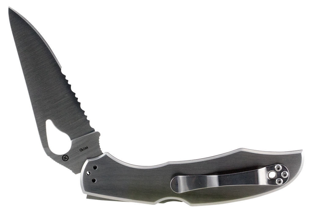 Spyderco BY03PS2 Byrd Cara Cara 2 3.75" Folding Drop Point, Part Serrated 8CR13MOV Stainless Blade, Stainless Steel Handle, Includes Pocket Clip