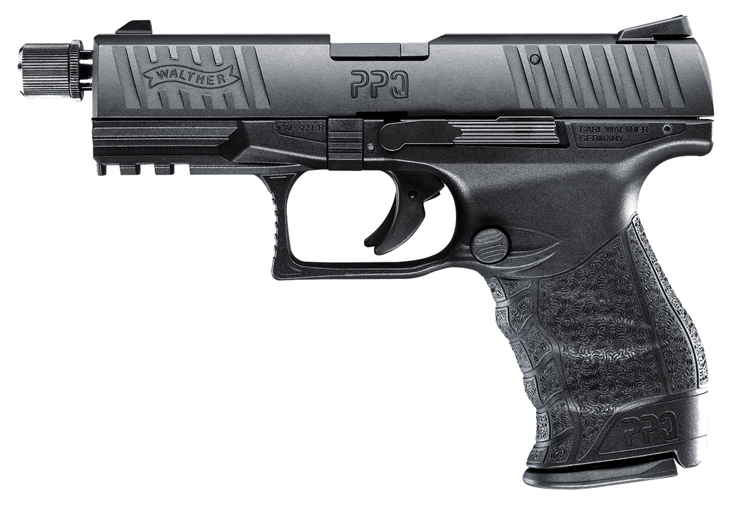 [10672] WALTHER ARMS 5100301 PPQ M2 SD TACTICAL 22 LR 12+1 4" THREADED BLACK STEEL BARREL, MATTE BLACK TENIFER ALUMINUM/SERRATED SLIDE, BLACK POLYMER FRAME W/PICATINNY RAIL, BLACK POLYMER GRIPS