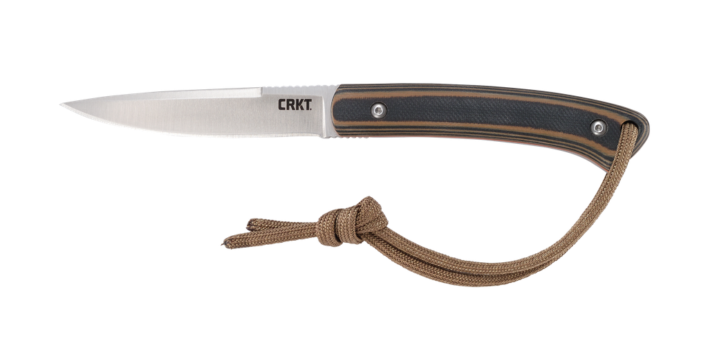 [10537] CRKT 2382 BIWA  3.02" FIXED PLAIN SATIN 8CR13MOV SS BLADE/BLACK/BROWN G10 HANDLE INCLUDES LANYARD/SHEATH