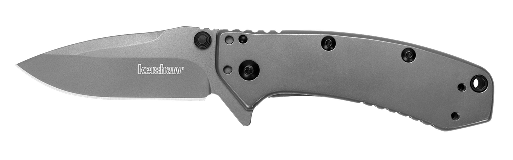 [10360] KERSHAW 1555TI CRYO  2.75" FOLDING DROP POINT PLAIN GRAY TIN 8CR13MOV SS BLADE GRAY PVD STAINLESS STEEL HANDLE INCLUDES POCKET CLIP