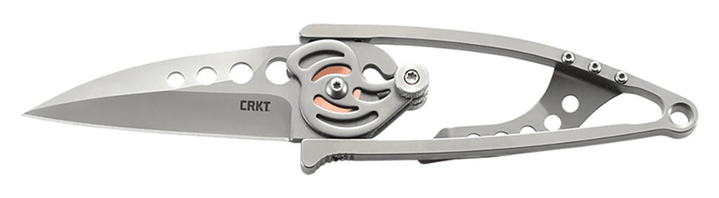 [10350] CRKT 5102N SNAP LOCK  2.55" FOLDING DROP POINT PLAIN BEAD BLASTED 420J2 SS BLADE/STAINLESS STEEL HANDLE FEATURES MONEY CLIP INCLUDES POCKET CLIP