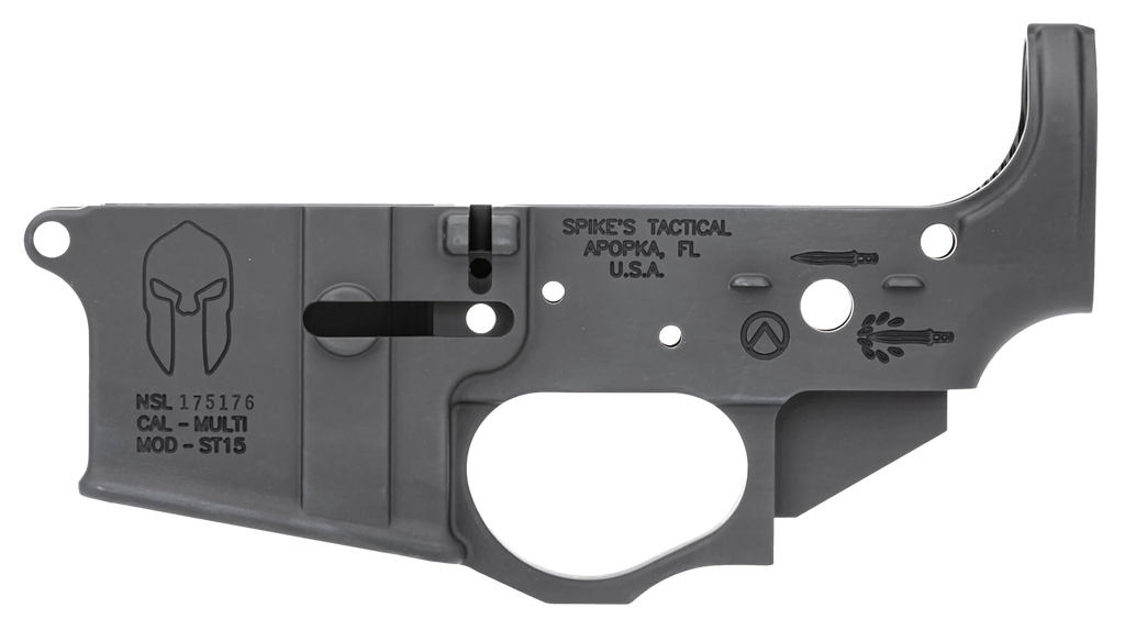 [9374] SPIKES STLS021 SPARTAN STRIPPED LOWER RECEIVER MULTI-CALIBER 7075-T6 ALUMINUM BLACK ANODIZED FOR AR-15