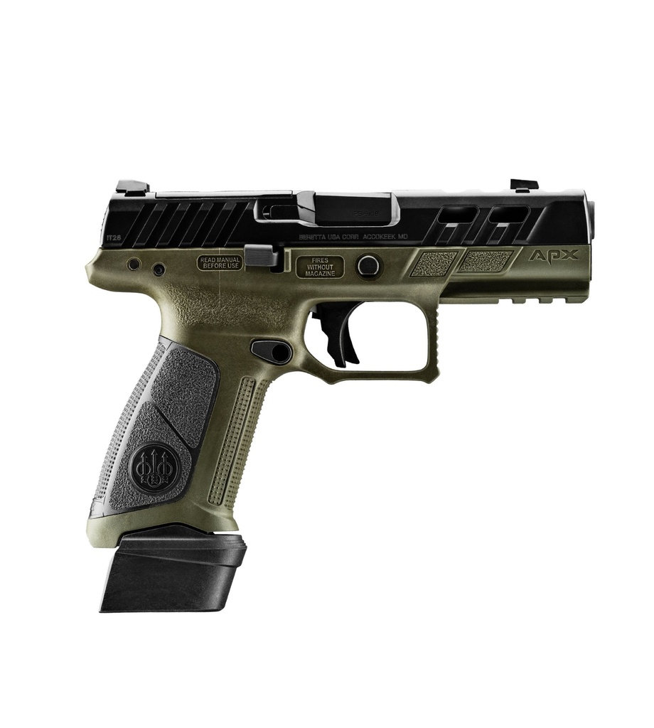 [082442073002] Beretta APX A1 Ported, 9mm, 4.25" Barrel, 21+1, Black/OD Green
