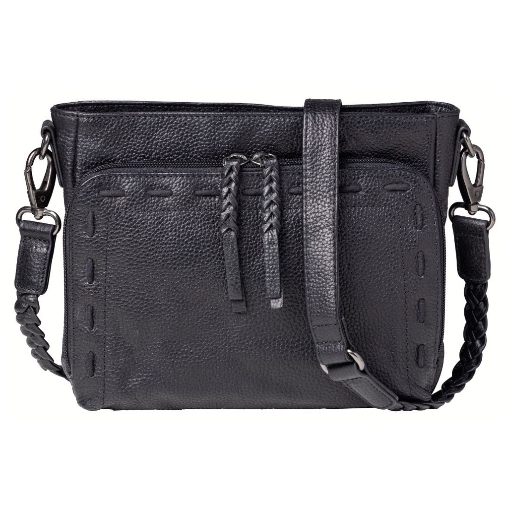 [19386] Lady Conceal Zoe Buffalo Leather Concealed Carry Crossbody, Black