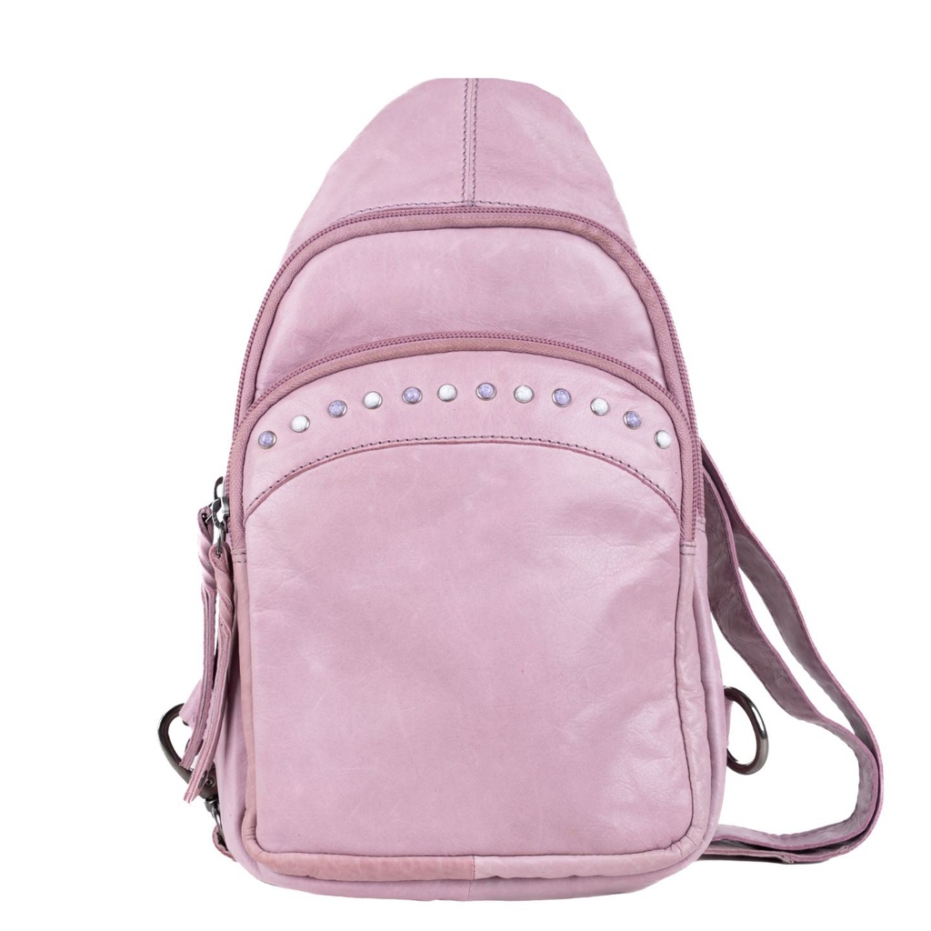 [19135] Lady Conceal Haven Leather Concealed Carry Sling Backpack, Lilac
