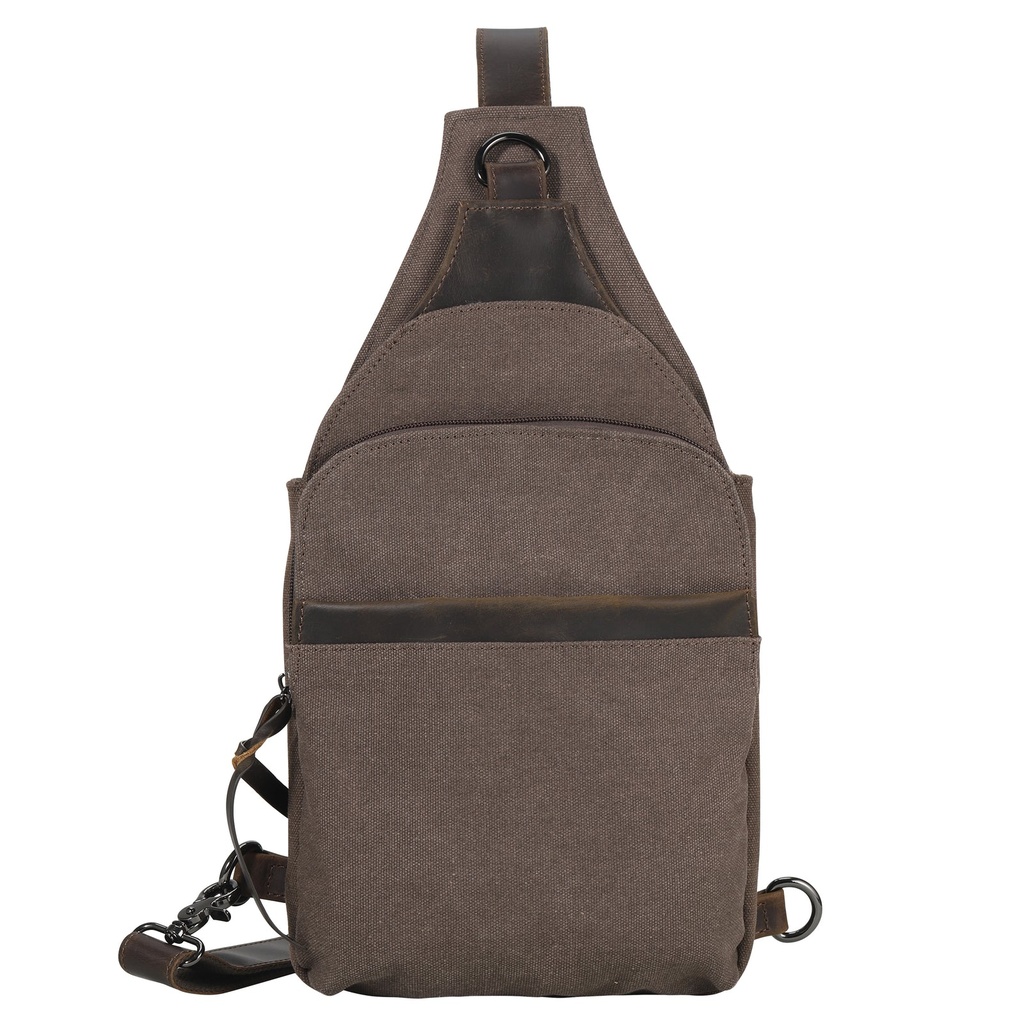 [19131] Lady Conceal Dakota Large Canvas Concealed Carry Sling, Dark Brown