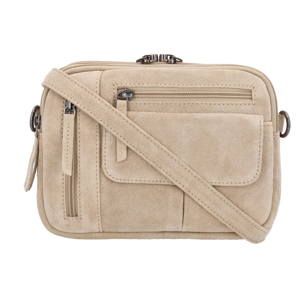 [19099] Lady Conceal Hadley Suede Concealed Carry Crossbody, Sand