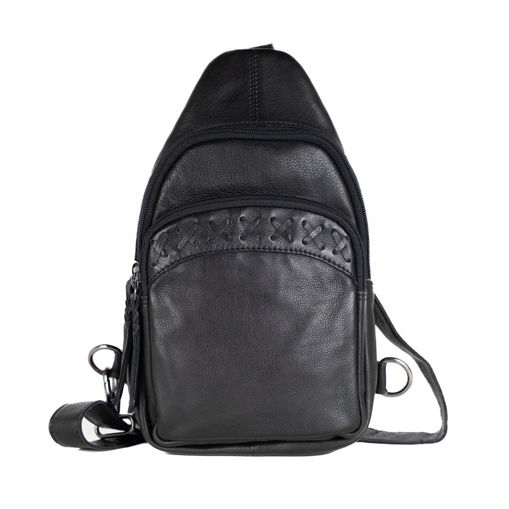 [19090] Lady Conceal Taylor Leather Concealed Carry Sling Backpack, Black