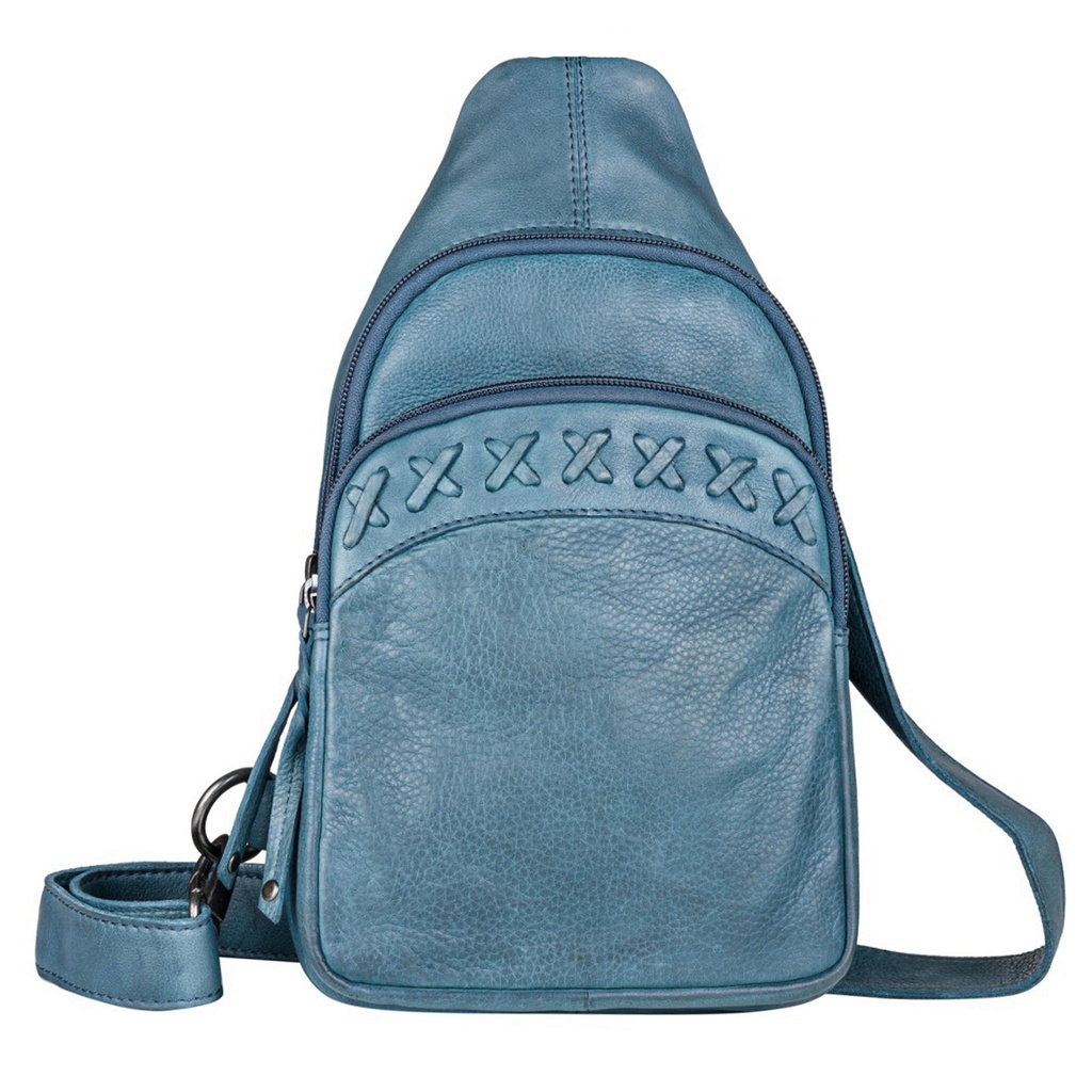 [19089] Lady Conceal Taylor Leather Concealed Carry Sling Backpack, Blue