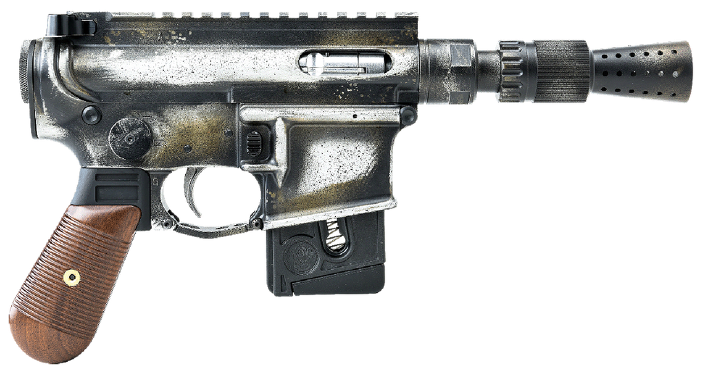 [PROD26-00074] BATTLE ARMS DEVELOPMENT BAD-SOLO-BLASTER SOLO BLASTER  22 LR 10+1 5.38" SILVER OPTIC READY SLIDE, 3-TONE BATTLE WORN FRAME, WOOD GRIP, CUSTOM MUZZLE DEVICE