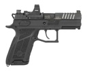 CZ-USA 91604 P-09 C NOCTURNE COMPACT 9MM LUGER 15+1 3.75" BLACK STEEL SERRATED W/OPTIC SLIDE, BLACK POLYMER FRAME W/PICATINNY RAIL, INTERCHANGEABLE BACKSTRAP GRIP, VIRIDIAN RFX-15
